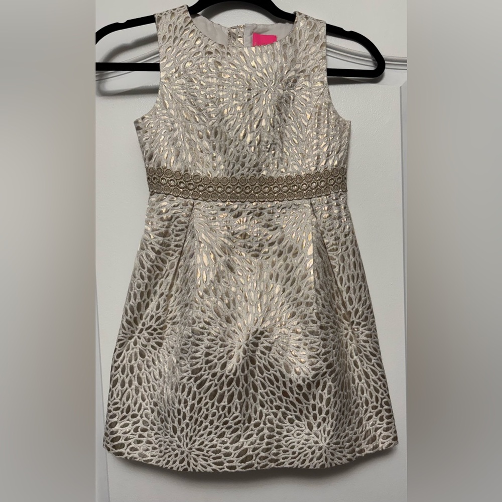 Lilly Pulitzer Elegant Gold and Cream Dress